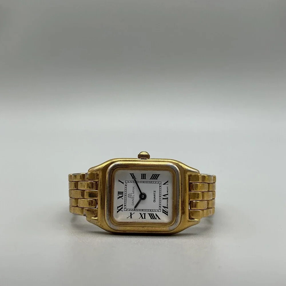 Daniel Mink Womens Watch 20mm White Dial Gold Tone Bracelet New Battery 5.75
